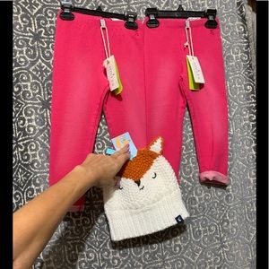Joules bundle two leggings and knit fox hat $26